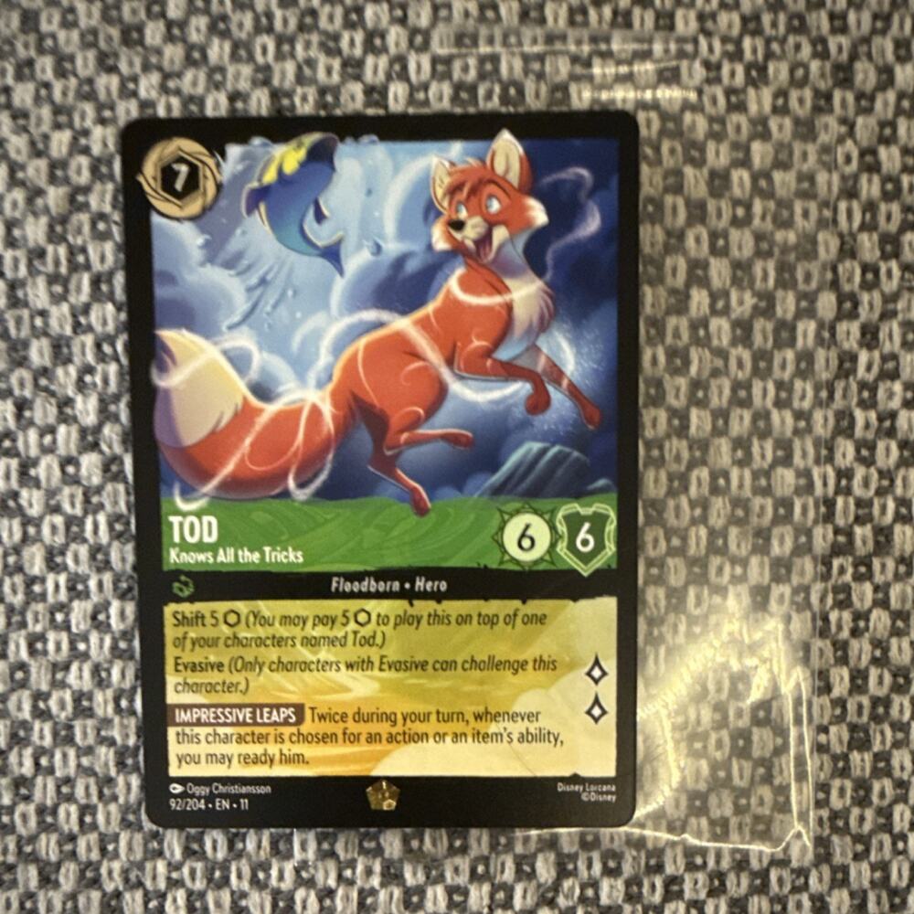 Disney Lorcana Tod Knows All the Tricks The Fox and the Hound 92/204 [Legendary]